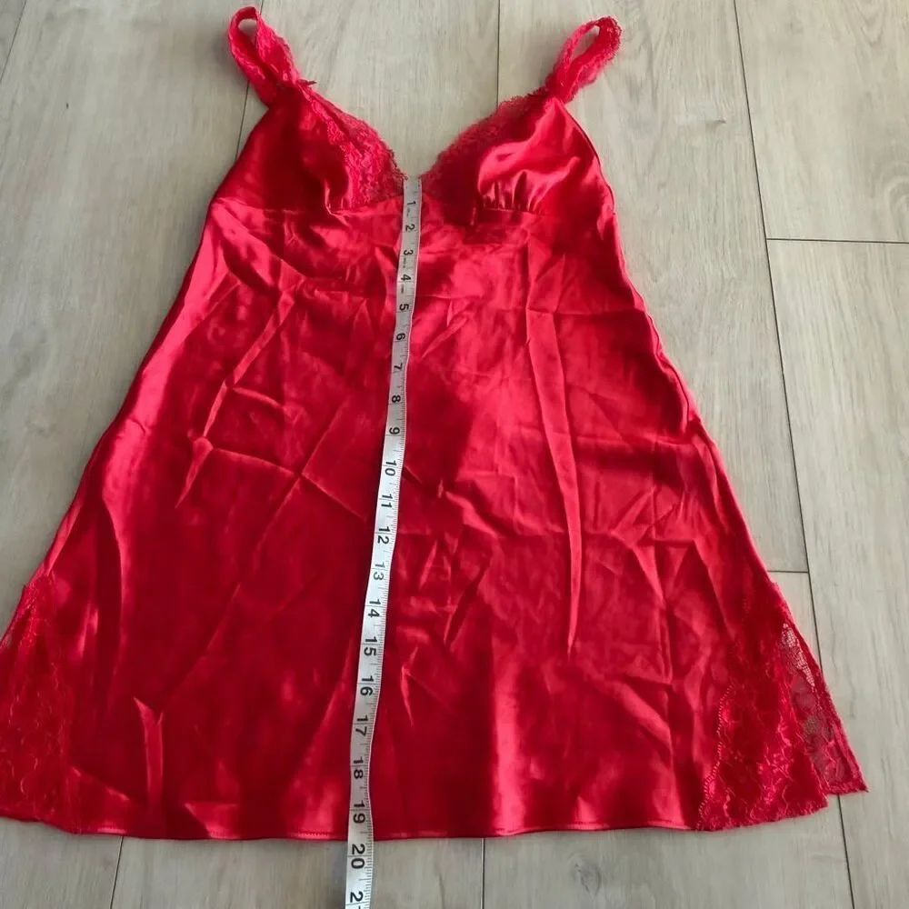 Victoria secret red satin slip dress size s